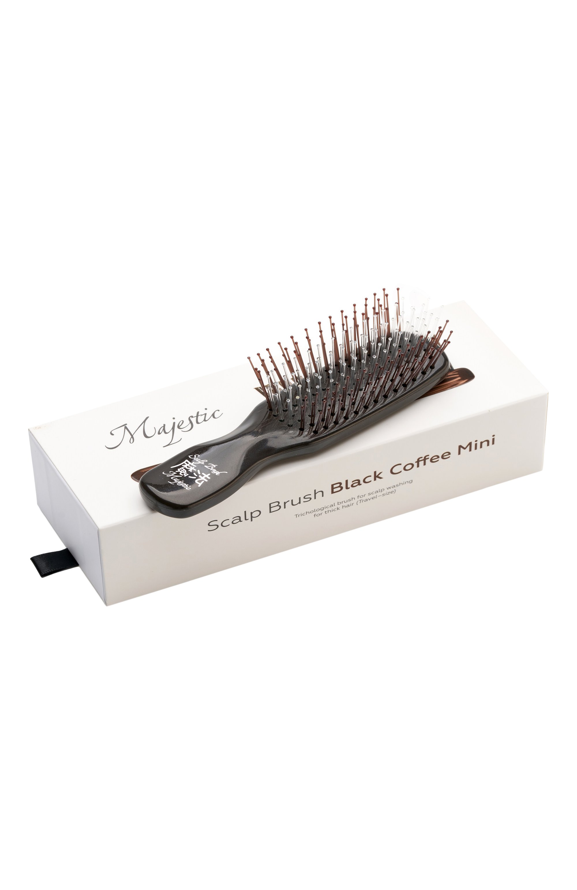Мини-расческа scalp brush 198 зубцов, оттенок черный кофе MAJESTIC, арт. 4673748653058, фото 1