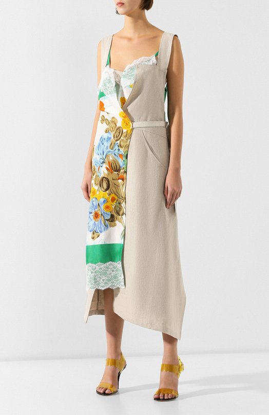 Льняное платье Junya Watanabe Бежевый, фото 3