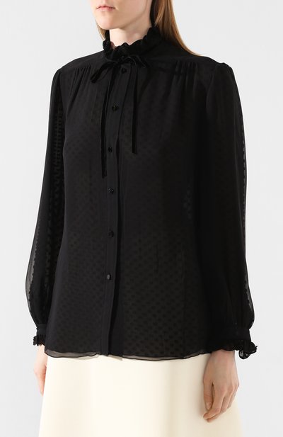 Шелковая блузка MARC JACOBS (THE) черного цвета по цене 58400 руб., арт. M4008437, фото 3 Шелковая блузка MARC JACOBS (THE), арт. M4008437, фото 3