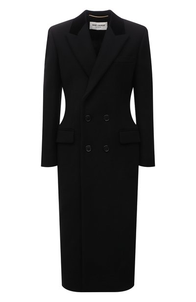 Шерстяное пальто SAINT LAURENT черного цвета по цене 314000 руб., арт. 661315/Y5B58, фото 1 Шерстяное пальто SAINT LAURENT, арт. 661315/Y5B58, фото 1