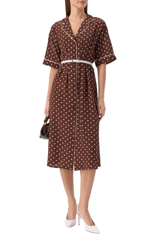 Шелковое платье P.A.R.O.S.H. D726095Z/SBILL0 Коричневый  D726095Z/SBILL0 Фото 2