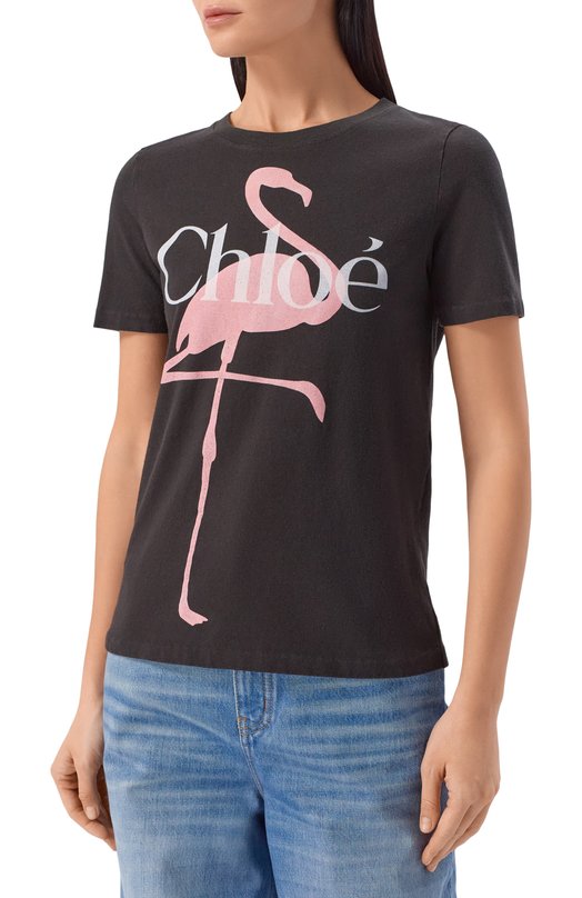 Хлопковая футболка Chloé CH26SJH08194 Чёрный  CH26SJH08194 Фото 3
