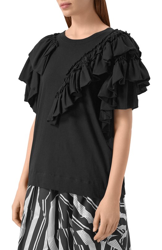 Хлопковая футболка Dries Van Noten 011143/3606 Чёрный  011143/3606 Фото 3