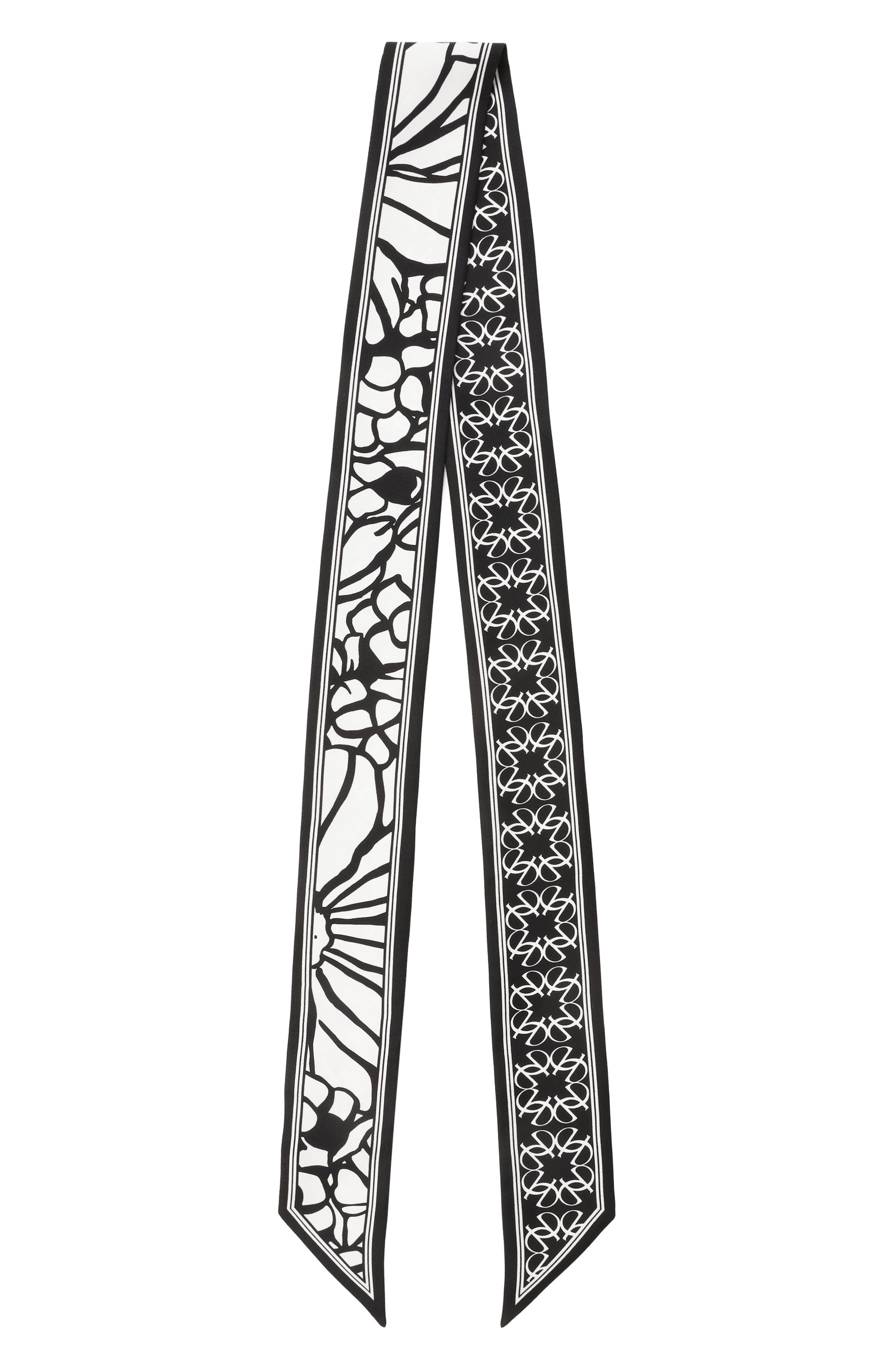 Шелковый шарф-твилли ELIE SAAB черно-белого цвета по цене 12850 руб., арт. SE5120ST756, фото 4 Шелковый шарф-твилли ELIE SAAB, арт. SE5120ST756, фото 4