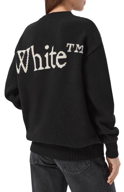 Шерстяной свитер Off-White 0WHE100F25KNI002 Чёрно-белый  0WHE100F25KNI002 Фото 4
