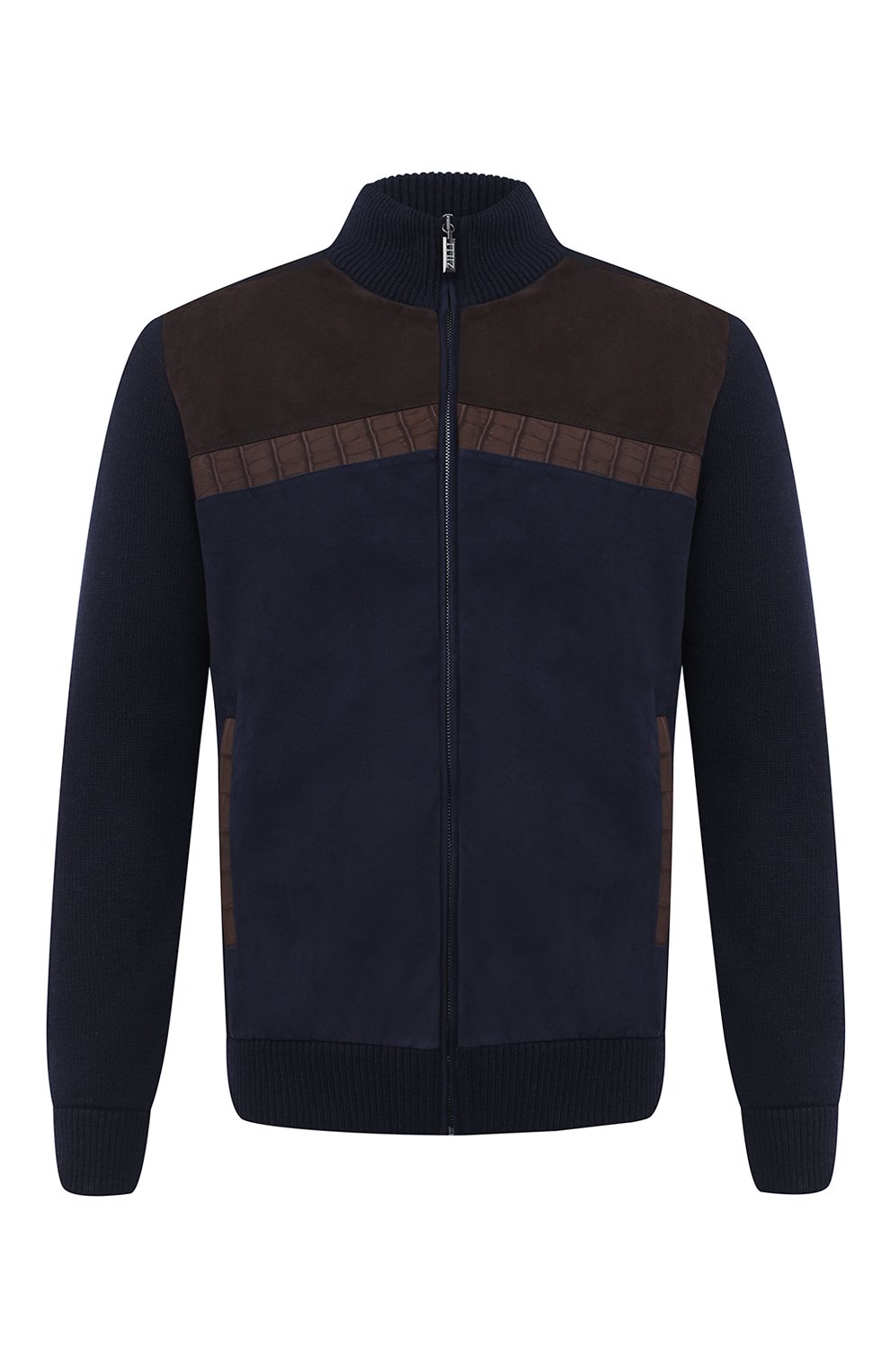 Кашемировый кардиган с отделкой из кожи аллигатора ZILLI, арт. MBU-BL255-LUXU1/ML01/AMIS, фото 1