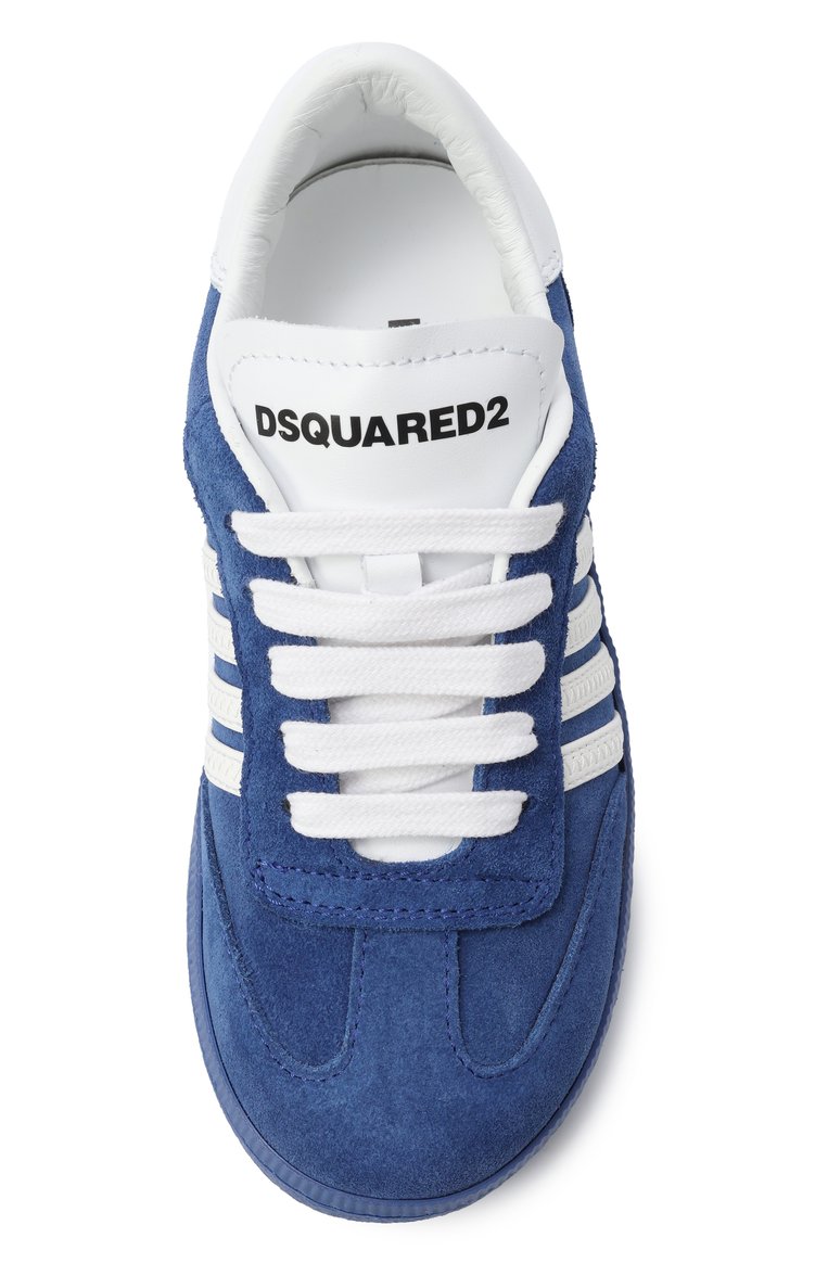 Детские замшевые кеды boxer DSQUARED2 синего цвета, арт. 80213/VAR3/28-35 | Фото 4 (Материал внешний: Натуральная кожа, Замша; Материал внутренний: Натуральная кожа; Нос: Не проставлено; Мальчики Кросс-КТ: Обувь-низкие)
