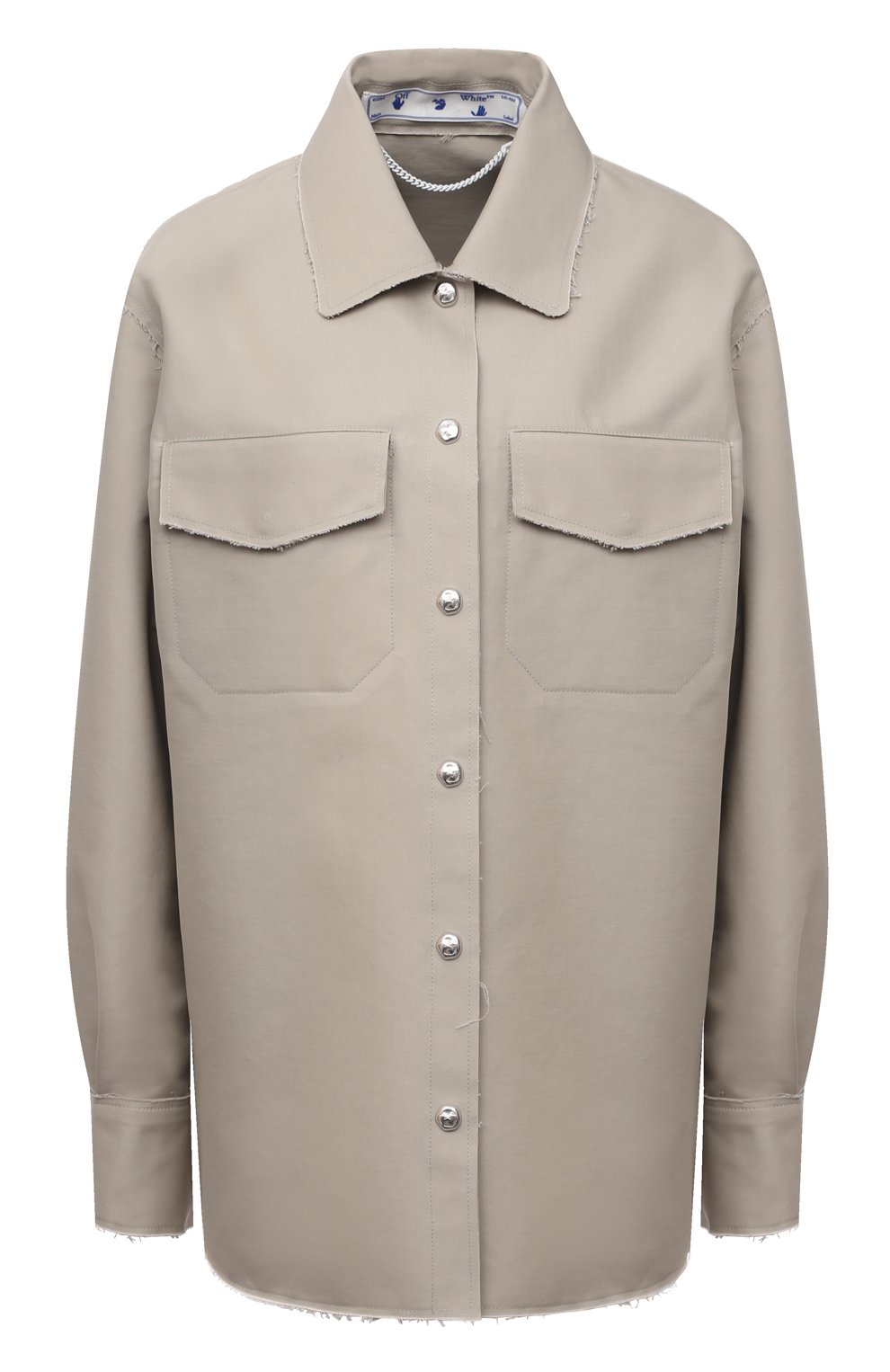 Хлопковая рубашка OFF-WHITE серого цвета по цене 69950 руб., арт. 0WEA261F21FAB005, фото 1 Хлопковая рубашка OFF-WHITE, арт. 0WEA261F21FAB005, фото 1