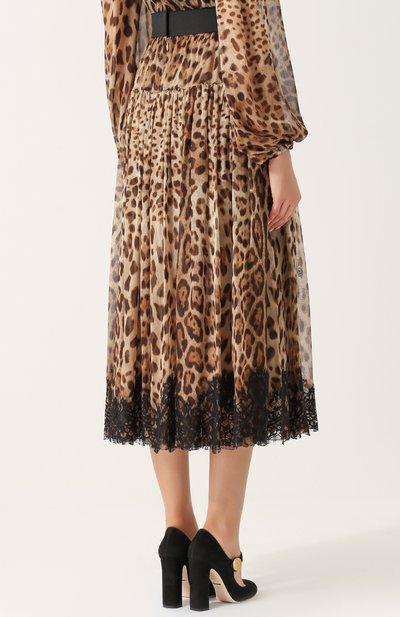 Шелковая юбка-миди с леопардовым принтом DOLCE & GABBANA, арт. 0102/F4A2BT/FS1AR, фото 4
