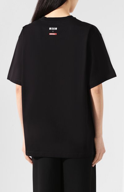 Хлопковая футболка MSGM черного цвета по цене 15150 руб., арт. 2842MDM204 207498, фото 4 Хлопковая футболка MSGM, арт. 2842MDM204 207498, фото 4