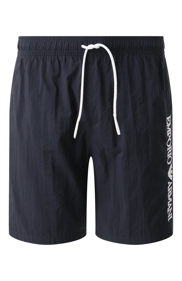 Мужские плавки-шорты EMPORIO ARMANI темно-синего цвета, арт. EM000578/AF12330 | Фото 1 (Нос: Не проставлено; Материал сплава: Проставлено; Принт: Без принта; Мужское Кросс-КТ: плавки-шорты; Материал внешний: Синтетический материал)