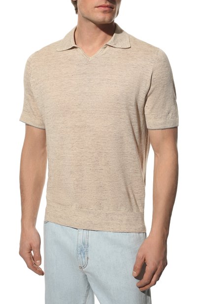 Поло изо льна и хлопка BRUNELLO CUCINELLI бежевого цвета по цене 99500 руб., арт. 221M2L00325, фото 3 Поло изо льна и хлопка BRUNELLO CUCINELLI, арт. 221M2L00325, фото 3