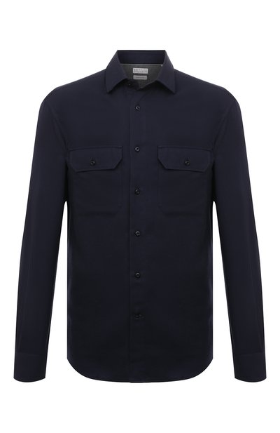 Мужская рубашка из хлопка и кашемира BRUNELLO CUCINELLI, арт. MY6120626