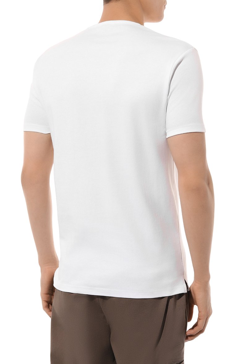 Мужская хлопковая футболка NUTI & CO белого цвета, арт. T-SHIRT | Фото 4 (Принт: Без принта; Рукава: Короткие; Длина (для топов): Стандартные; Материал сплава: Проставлено; Материал внешний: Хлопок; Драгоценные камни: Проставлено; Стили: Кэжуэл)