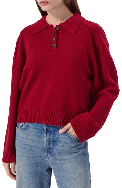 Кашемировое поло LOULOU DE SAISON бордового цвета по цене 55600 руб., арт. H0MERE LDS, фото 3 Кашемировое поло LOULOU DE SAISON, арт. H0MERE LDS, фото 3