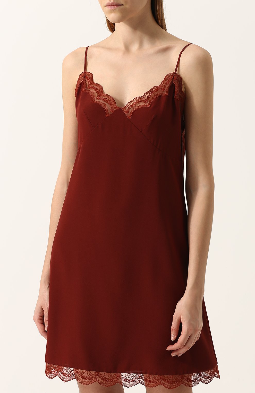 Шелковое платье-комбинация с кружевной отделкой CHLOÉ, арт. C17WR088004, фото 3