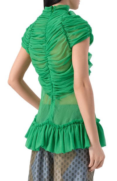 Шелковый топ DRIES VAN NOTEN зеленого цвета по цене 178000 руб., арт. 010739/3040, фото 4 Шелковый топ DRIES VAN NOTEN, арт. 010739/3040, фото 4