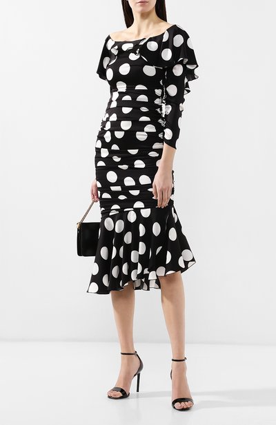 Шелковое платье DOLCE & GABBANA черно-белого цвета по цене 246000 руб., арт. F6D5ZT/FSAX6, фото 2 Шелковое платье DOLCE & GABBANA, арт. F6D5ZT/FSAX6, фото 2