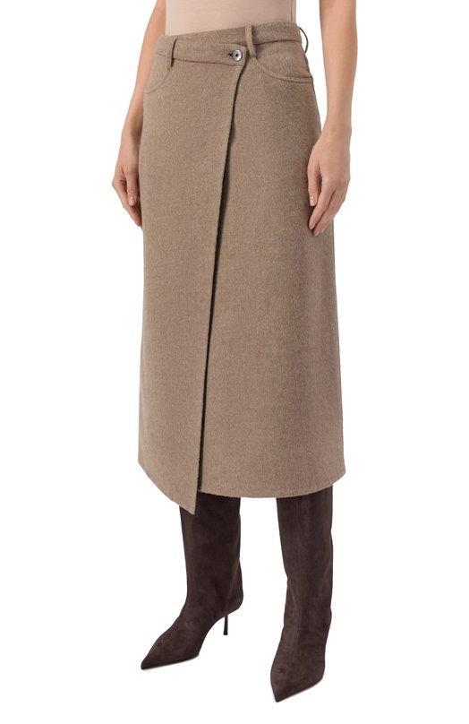 Шерстяная юбка Brunello Cucinelli MP565G3897 Бежевый  MP565G3897 Фото 3