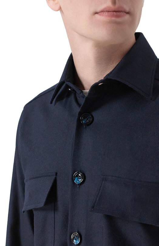 Шерстяная рубашка Kiton UMC016K0124G05 Синий  UMC016K0124G05 Фото 5
