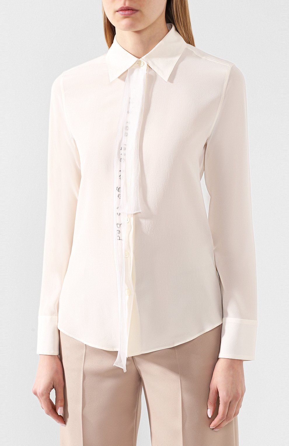 Шелковая рубашка STELLA MCCARTNEY кремового цвета по цене 64500 руб., арт. 600407/SY206, фото 3 Шелковая рубашка STELLA MCCARTNEY, арт. 600407/SY206, фото 3