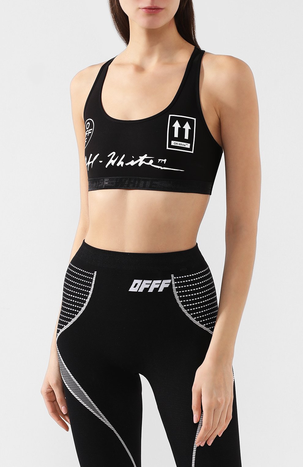 Топ из вискозы OFF-WHITE черно-белого цвета по цене 19250 руб., арт. 0WAD081S19E020771001, фото 3 Топ из вискозы OFF-WHITE, арт. 0WAD081S19E020771001, фото 3