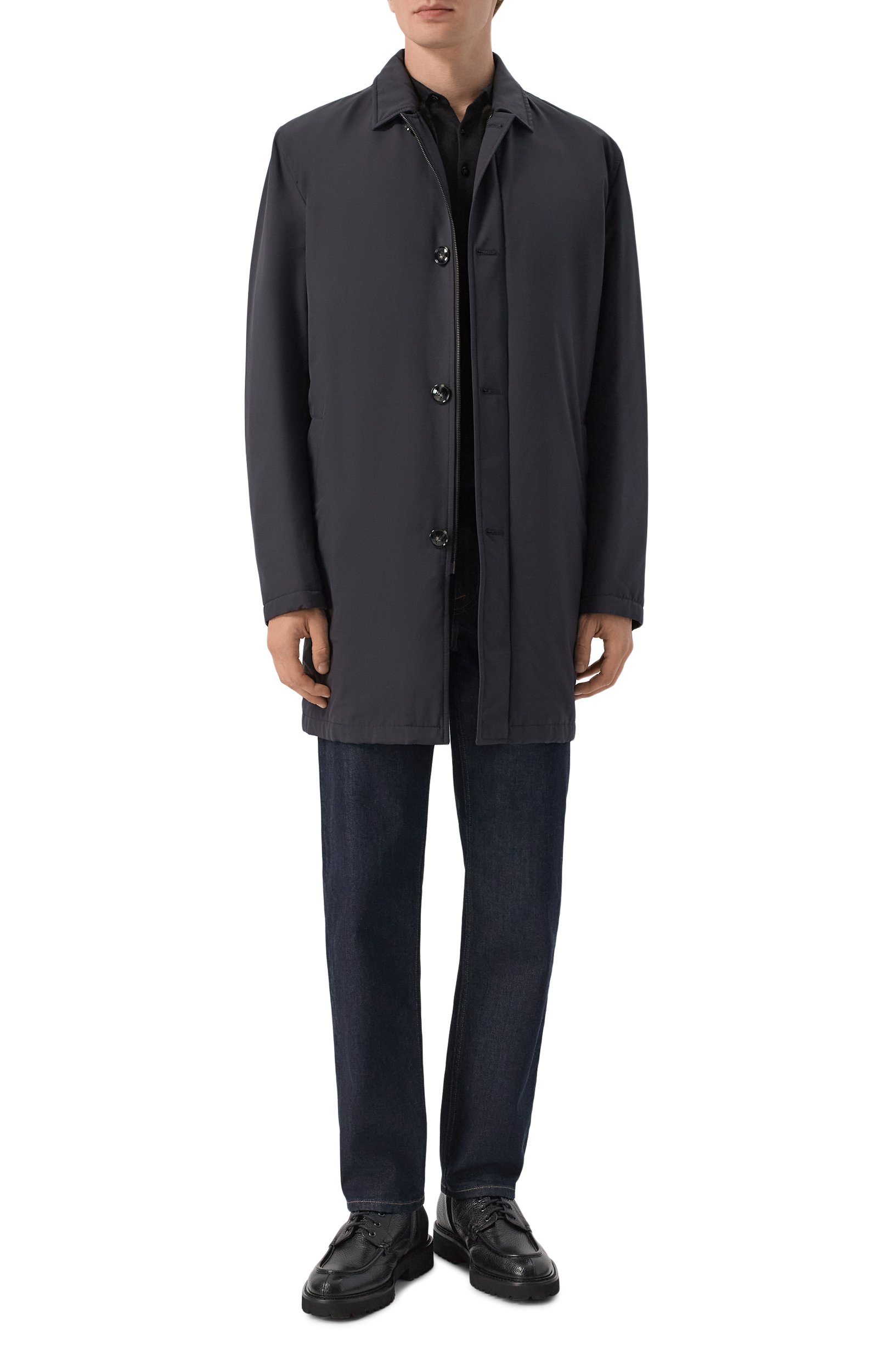 Плащ с подкладкой из овчины KITON темно-синего цвета по цене 1595000 руб., арт. UW1932AV0403F21, фото 2 Плащ с подкладкой из овчины KITON, арт. UW1932AV0403F21, фото 2