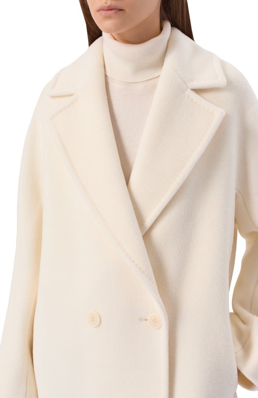 Шерстяное пальто Max Mara Studio T0KI0 Кремовый  T0KI0 Фото 5
