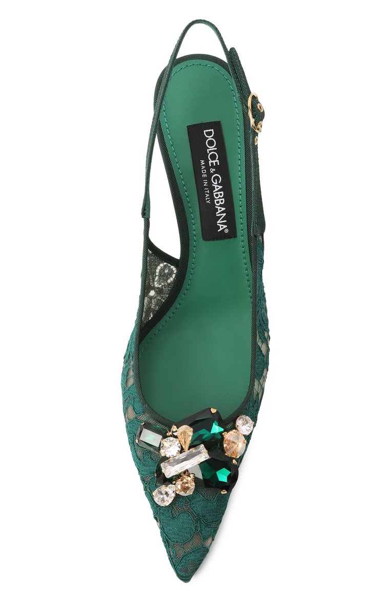 Женские текстильные туфли rainbow 60 DOLCE & GABBANA зеленого цвета, арт. CG0711/AQ074 | Фото 6 (Каблук высота: Средний; Материал внешний: Текстиль; Материал внутренний: Текстиль; Подошва: Плоская; Женское Кросс-КТ: Слингбэки; Каблук тип: Шпилька; Автоматизация ТО: Проставлено; Автоматизация состава: Проставлено; Размерность: Товар большемерит)
