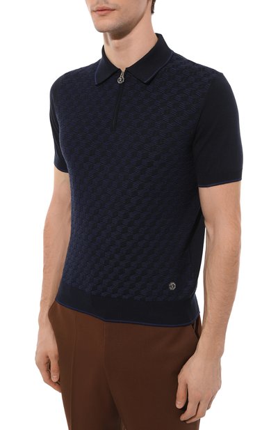 Поло из шелка и хлопка STEFANO RICCI темно-синего цвета по цене 115000 руб., арт. K818048P31/F23176, фото 3 Поло из шелка и хлопка STEFANO RICCI, арт. K818048P31/F23176, фото 3