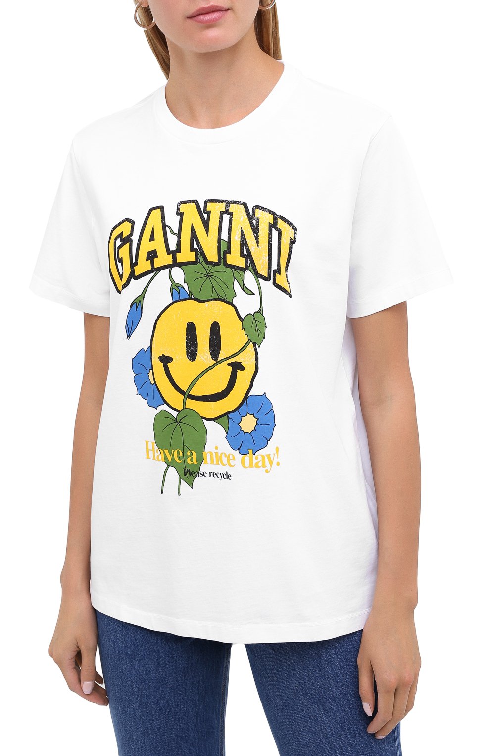 Хлопковая футболка GANNI, арт. T2749, фото 3