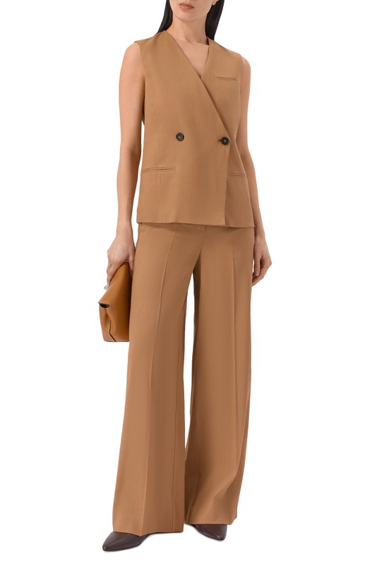 Брюки из о льна и вискозы Lorena Antoniazzi E2627PA01P/3347 Коричневый  E2627PA01P/3347 Фото 2