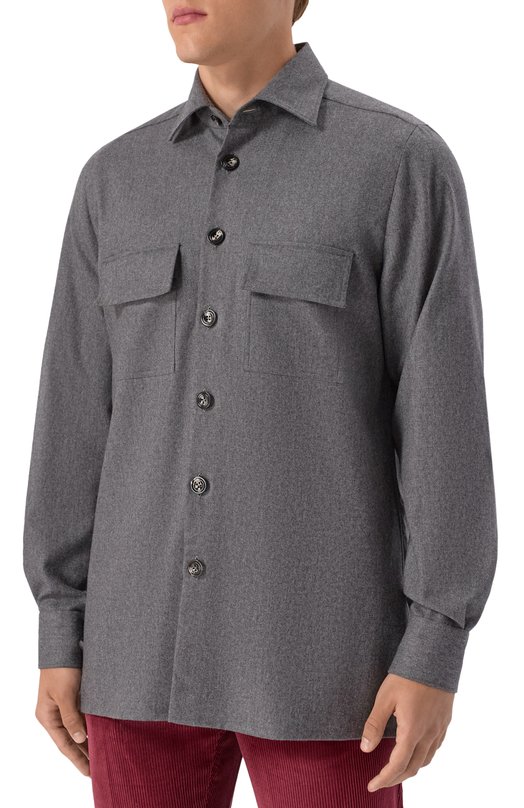 Шерстяная рубашка Kiton UMC016K0124G02 Серый  UMC016K0124G02 Фото 3