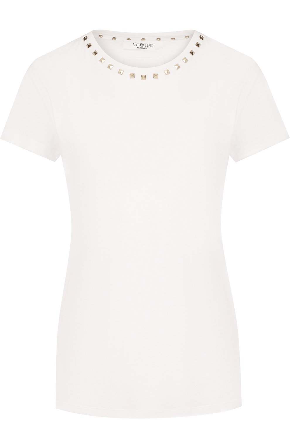 Хлопковая футболка с круглым вырезом и декорированной отделкой VALENTINO, арт. PB3MG03A/2QK, фото 1