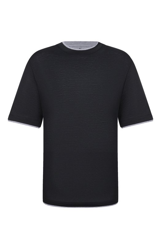 Футболка из шелка и хлопка Brunello Cucinelli MD8217427W Чёрный MD8217427W