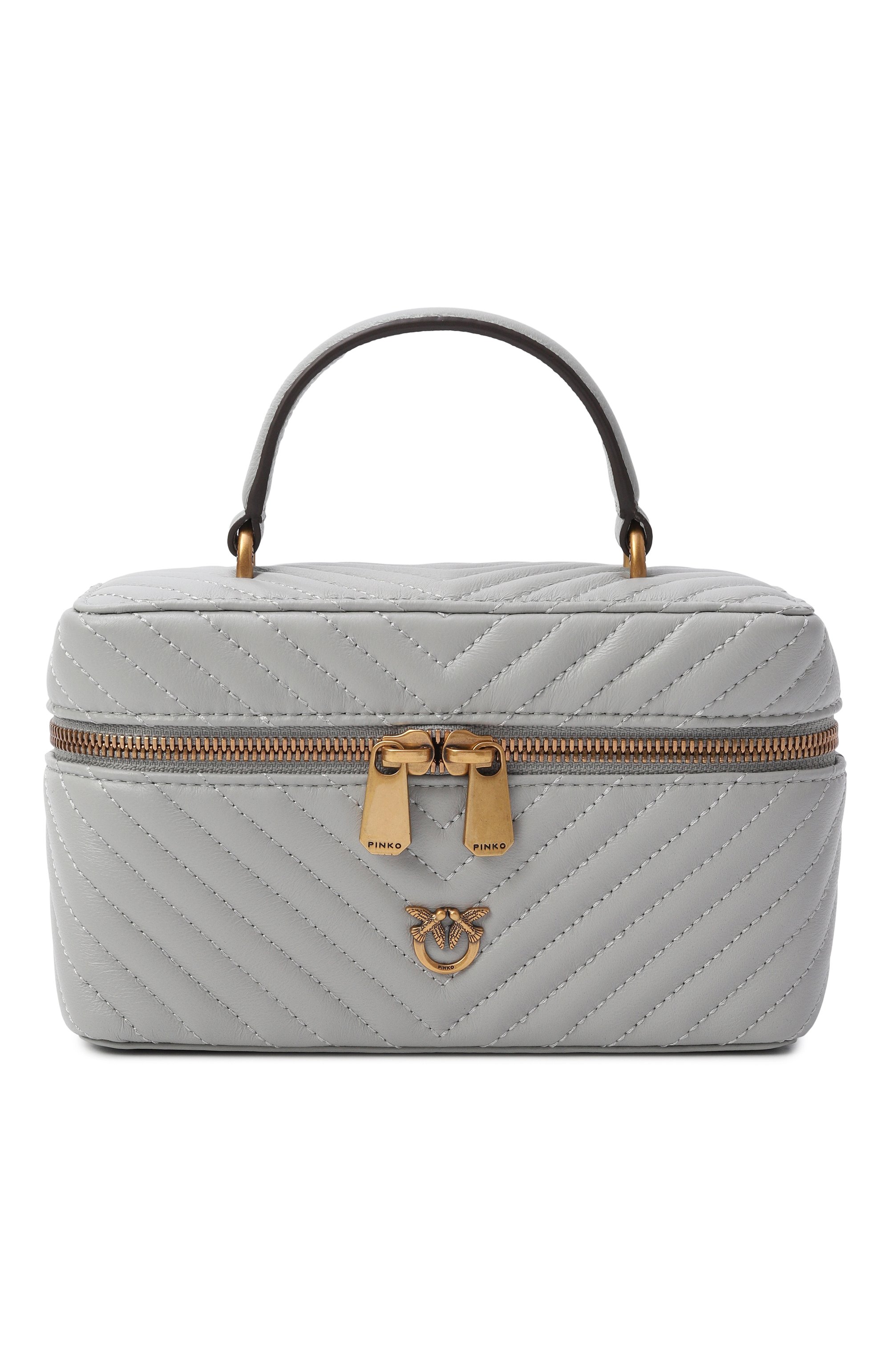 Сумка vanity mini PINKO светло-серого цвета по цене 26300 руб., арт. 106382/A0GK, фото 1 Сумка vanity mini PINKO, арт. 106382/A0GK, фото 1