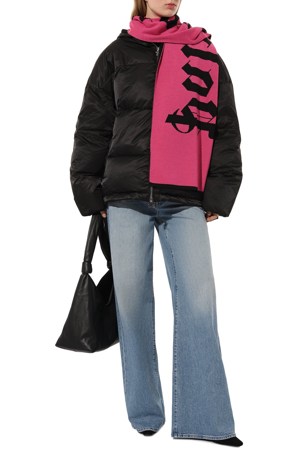 Шарф PALM ANGELS черного цвета по цене 35150 руб., арт. PWMA015F23KNI0011032, фото 2 Шарф PALM ANGELS, арт. PWMA015F23KNI0011032, фото 2