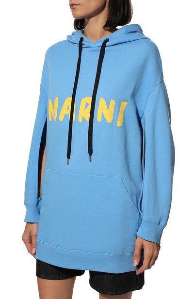 Хлопковое худи MARNI голубого цвета по цене 59700 руб., арт. FLJE0157P1/USCS52, фото 3 Хлопковое худи MARNI, арт. FLJE0157P1/USCS52, фото 3