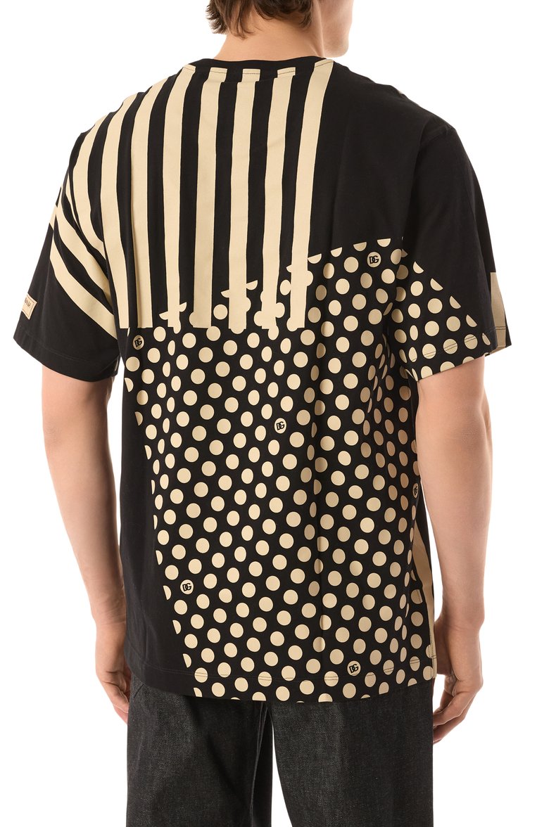 Мужская хлопковая футболка DOLCE & GABBANA черного цвета, арт. G8PN9T/G7NPZ | Фото 4 (Рукава: Короткие; Длина (для топов): Удлиненные; Материал внешний: Хлопок; Принт: С принтом; Стили: Спорт-шик; Мужское Кросс-КТ: Футболка-одежда; Кросс-КТ: Джерси)