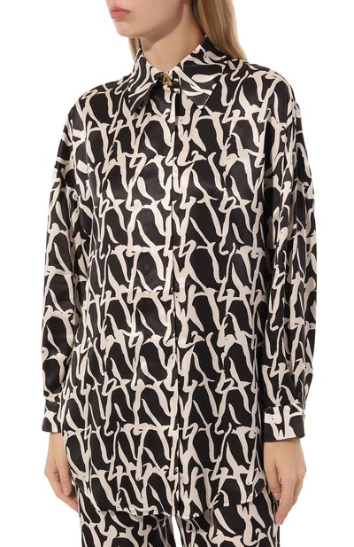 Рубашка из вискозы и шелка AERON черно-белого цвета по цене 69950 руб., арт. SH138/974, фото 3 Рубашка из вискозы и шелка AERON, арт. SH138/974, фото 3