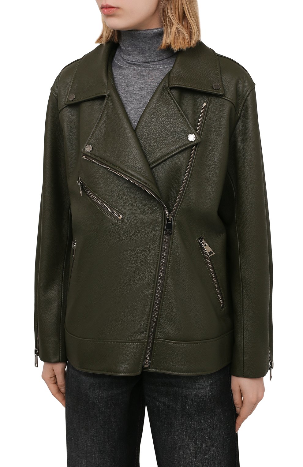 Кожаная куртка MASLOV хаки цвета по цене 226600 руб., арт. SMW99, фото 3 Кожаная куртка MASLOV, арт. SMW99, фото 3