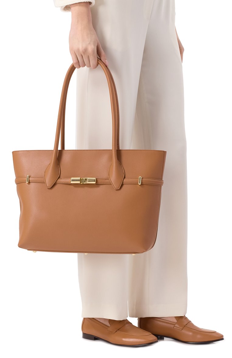 Женская сумка-тоут furla goccia FURLA бежевого цвета, арт. WB01497/BX3104 | Фото 2 (Материал: Текстиль, Натуральная кожа; Драгоценные камни: Проставлено; Размер: large; Материал сплава: Проставлено)