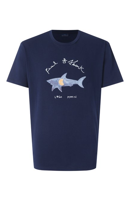 Мужская хлопковая футболка PAUL&SHARK т�емно-синего цвета по цене 0 руб., арт. 25411089 | Фото 1