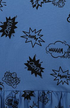 Детское хлопковое платье KENZO синего цвета, арт. K60217/3-5 | Фото 3 (Рукава: Короткие; Драгоценные камни: Проставлено; Материал внешний: Хлопок; Материал сплава: Проставлено; Девочки Кросс-КТ: Платье-одежда; Случай: Повседневный)