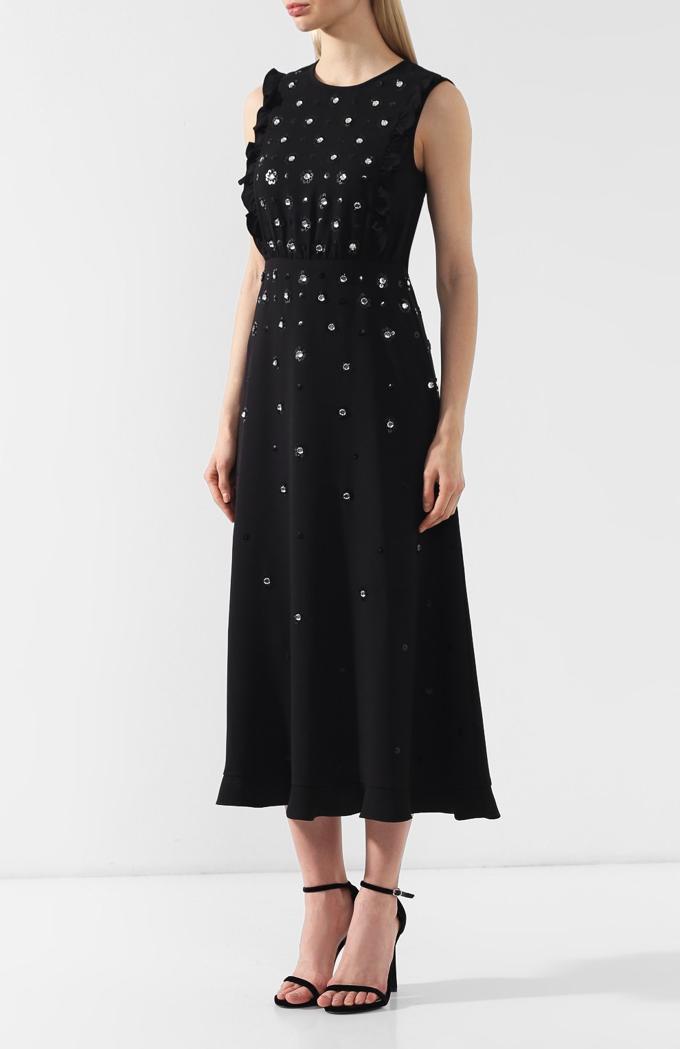 Платье с декоративной отделкой REDVALENTINO черного цвета по цене 77150 руб., арт. RR3VA01D/HQY, фото 3 Платье с декоративной отделкой REDVALENTINO, арт. RR3VA01D/HQY, фото 3