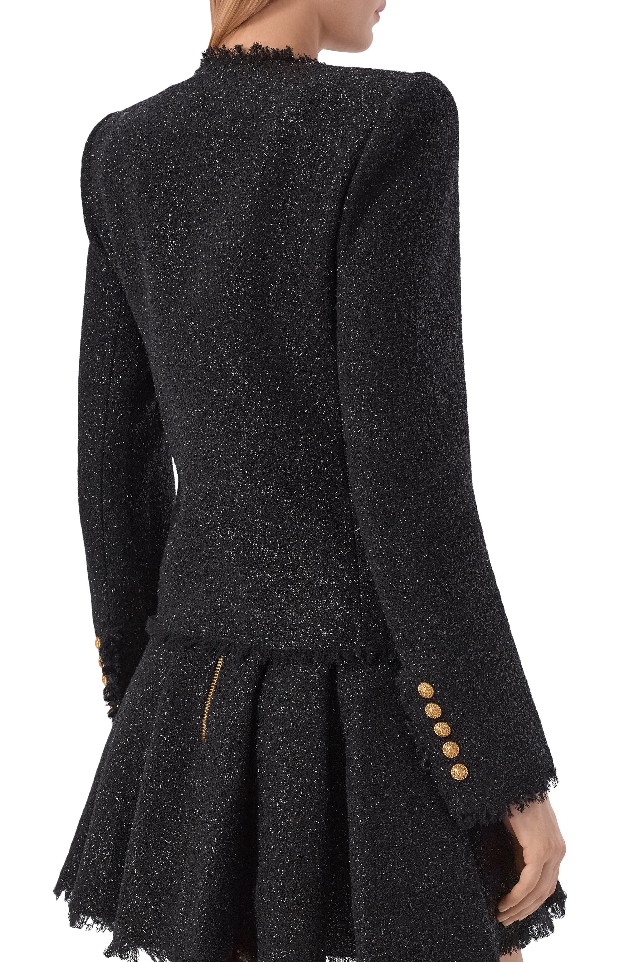 Твидовый жакет BALMAIN черного цвета по цене 315500 руб., арт. HF1SM620/WD65, фото 4 Твидовый жакет BALMAIN, арт. HF1SM620/WD65, фото 4