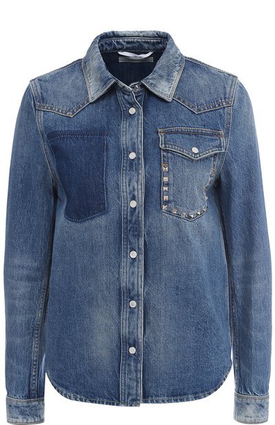 Женская джинсовая блуза прямого кроя с потертостями VALENTINO, арт. MB3DB00L/48G