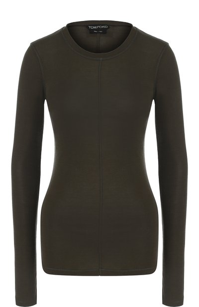 Женский однотонный шелковый пуловер с круглым вырезом TOM FORD, арт. 118TSJ196-FAX290
