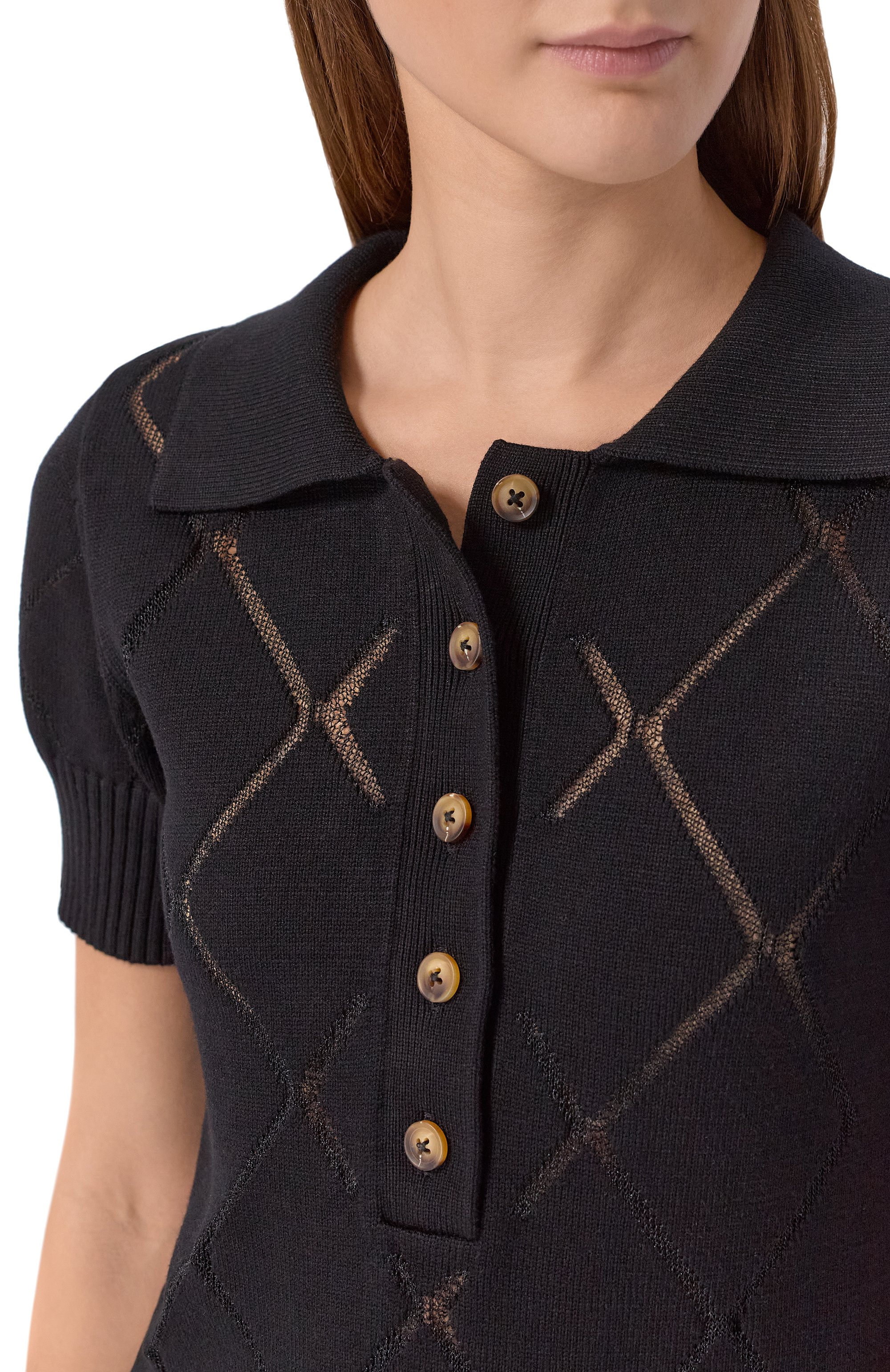 Поло из  вискозы YUZEFI, арт. ELI0RA-FITTED P0INTELLE P0L0 T0P/KNIT, фото 5