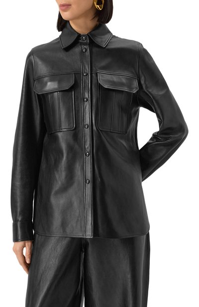 Кожаная рубашка MVST черного цвета по цене 288000 руб., арт. ZBGM-Y101-1/Z2763-1, фото 3 Кожаная рубашка MVST, арт. ZBGM-Y101-1/Z2763-1, фото 3